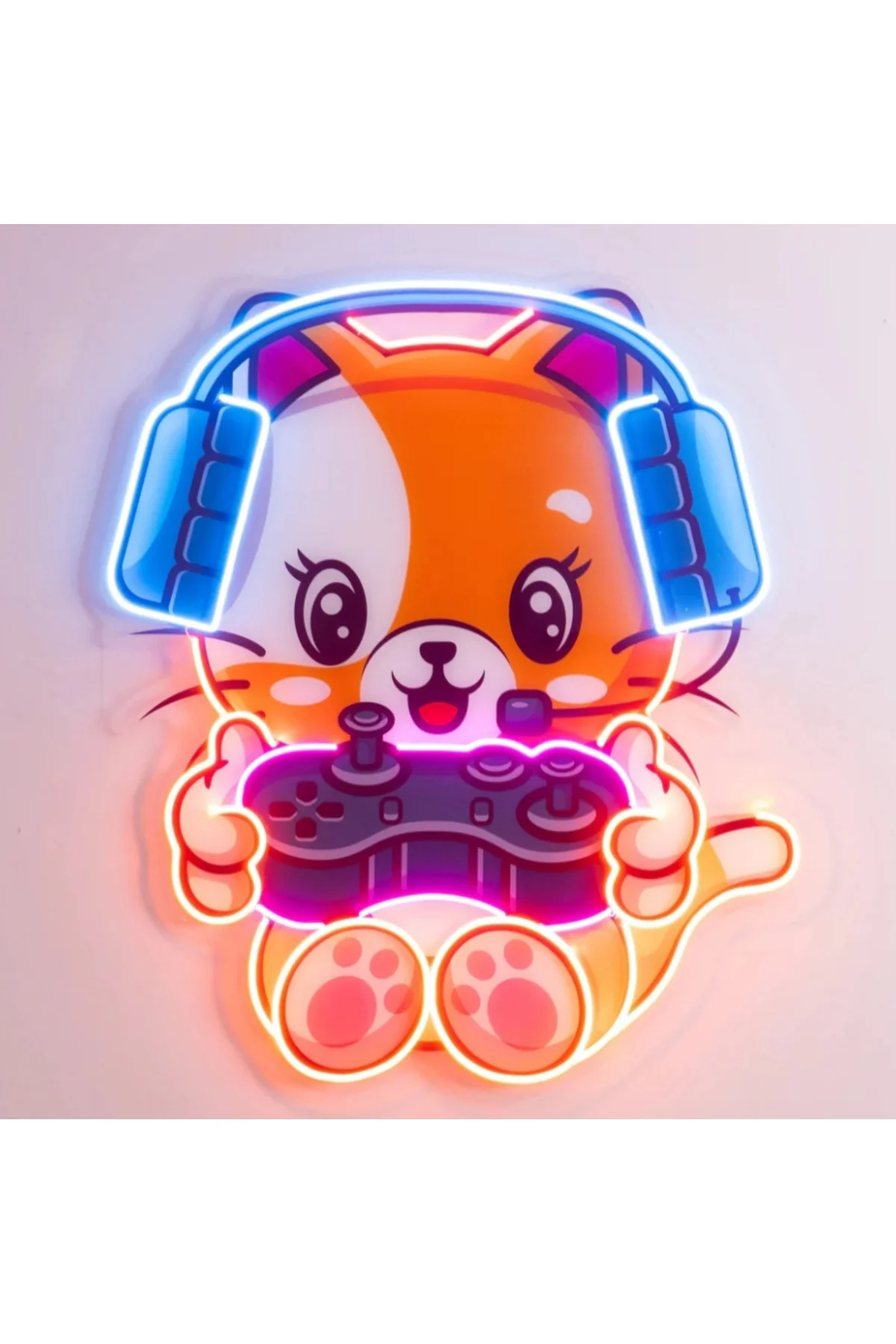 NEON LED IŞIKLI KEDİ GAMEBOY GAMER