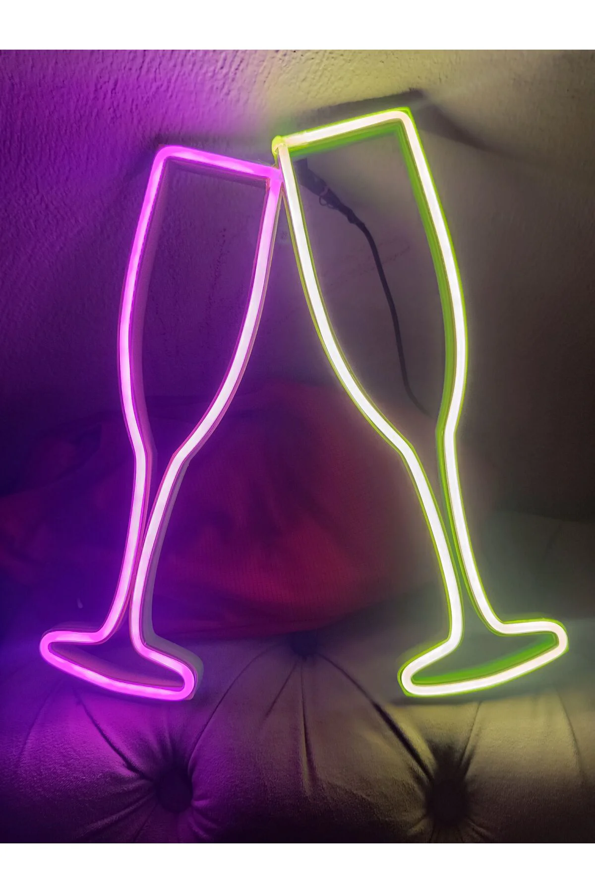 NEON LED IŞIKLI KOKTEYL BARDAKLARI İKİLİ
