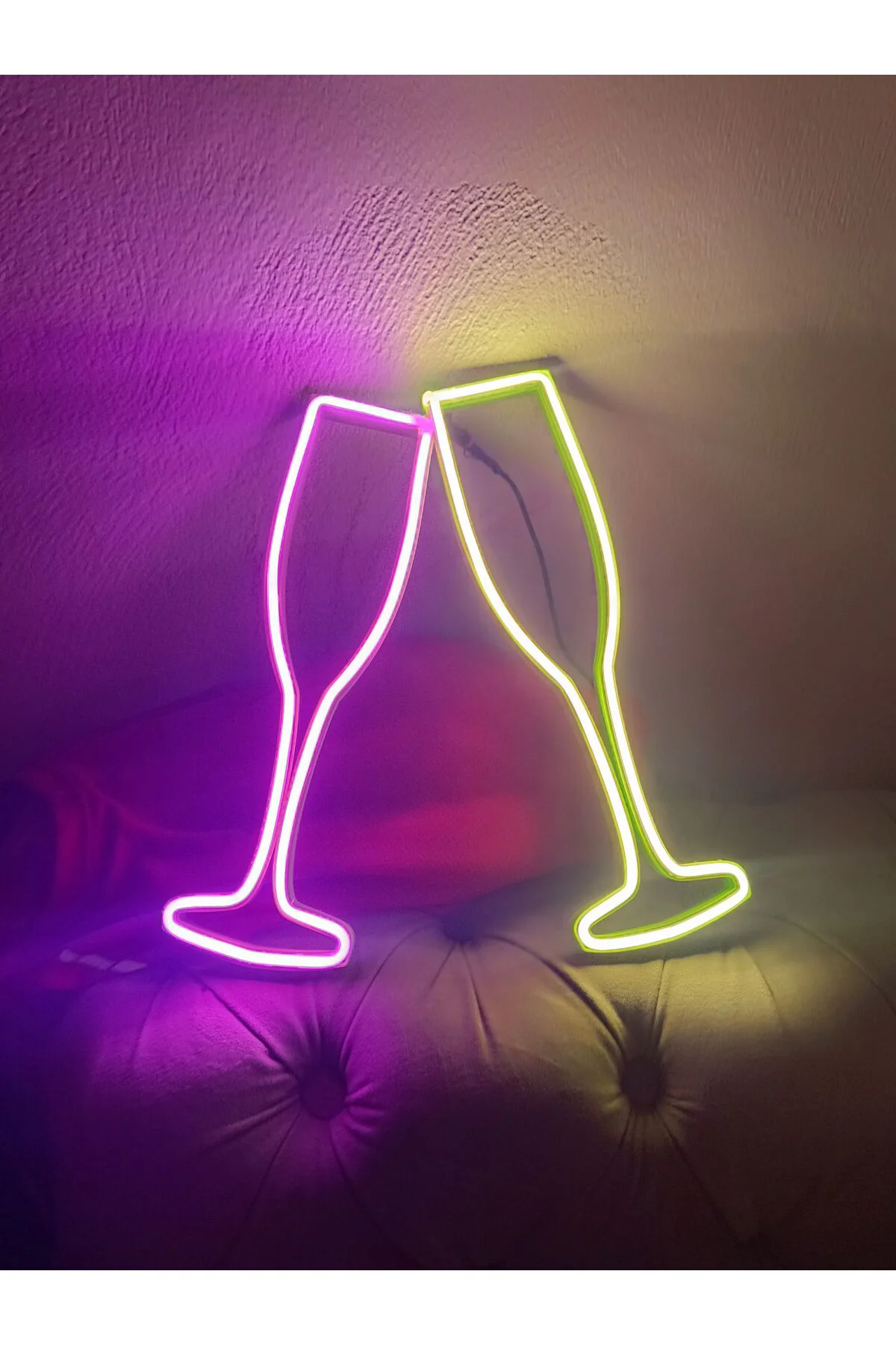 NEON LED IŞIKLI KOKTEYL BARDAKLARI İKİLİ