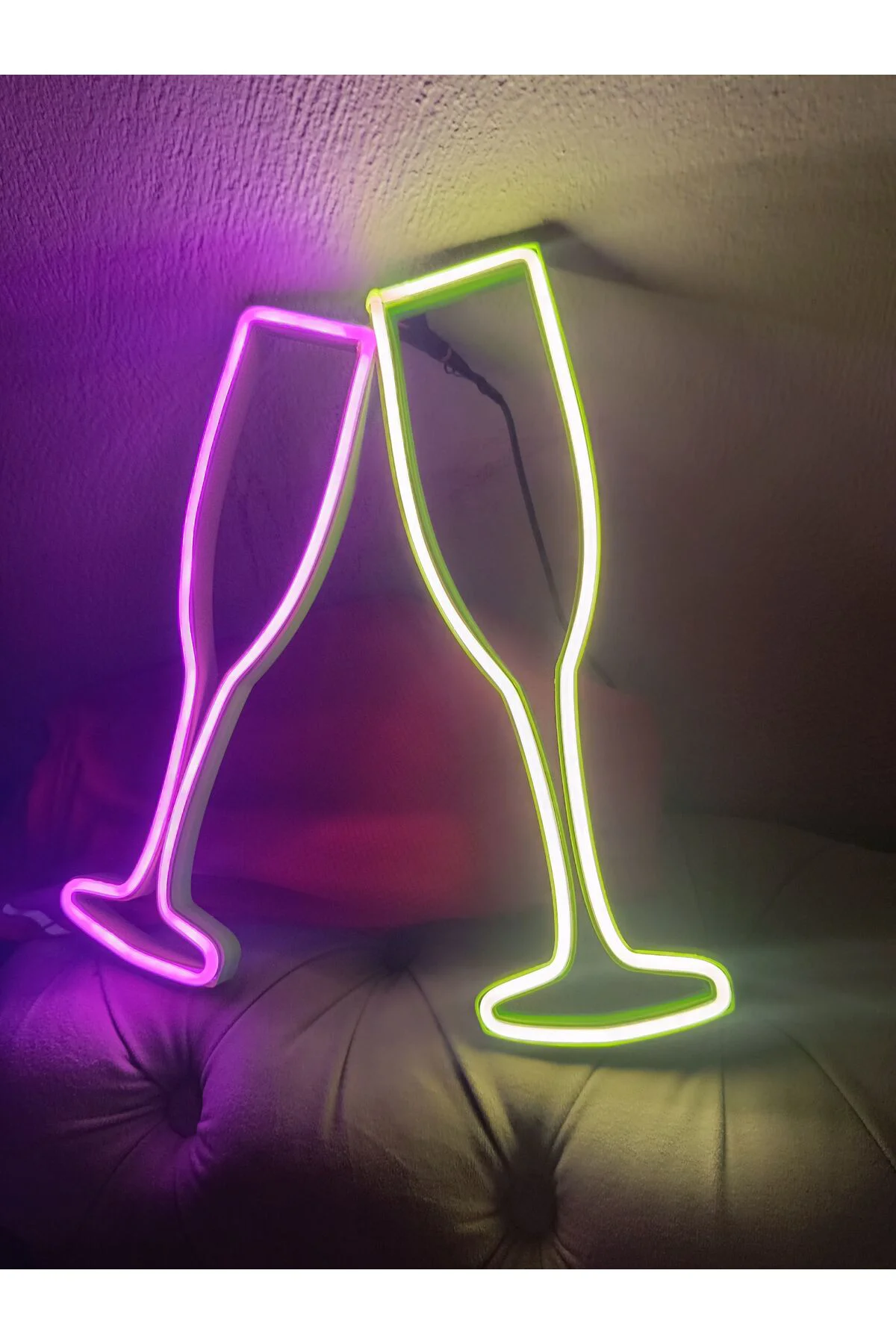 NEON LED IŞIKLI KOKTEYL BARDAKLARI İKİLİ
