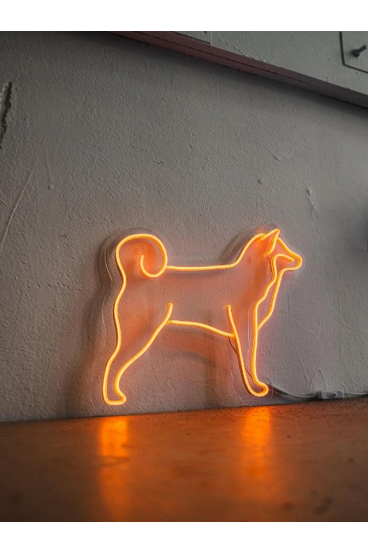 Neon Led Işıklı Köpek Kurt Duvar Dekorasyon Tablosu