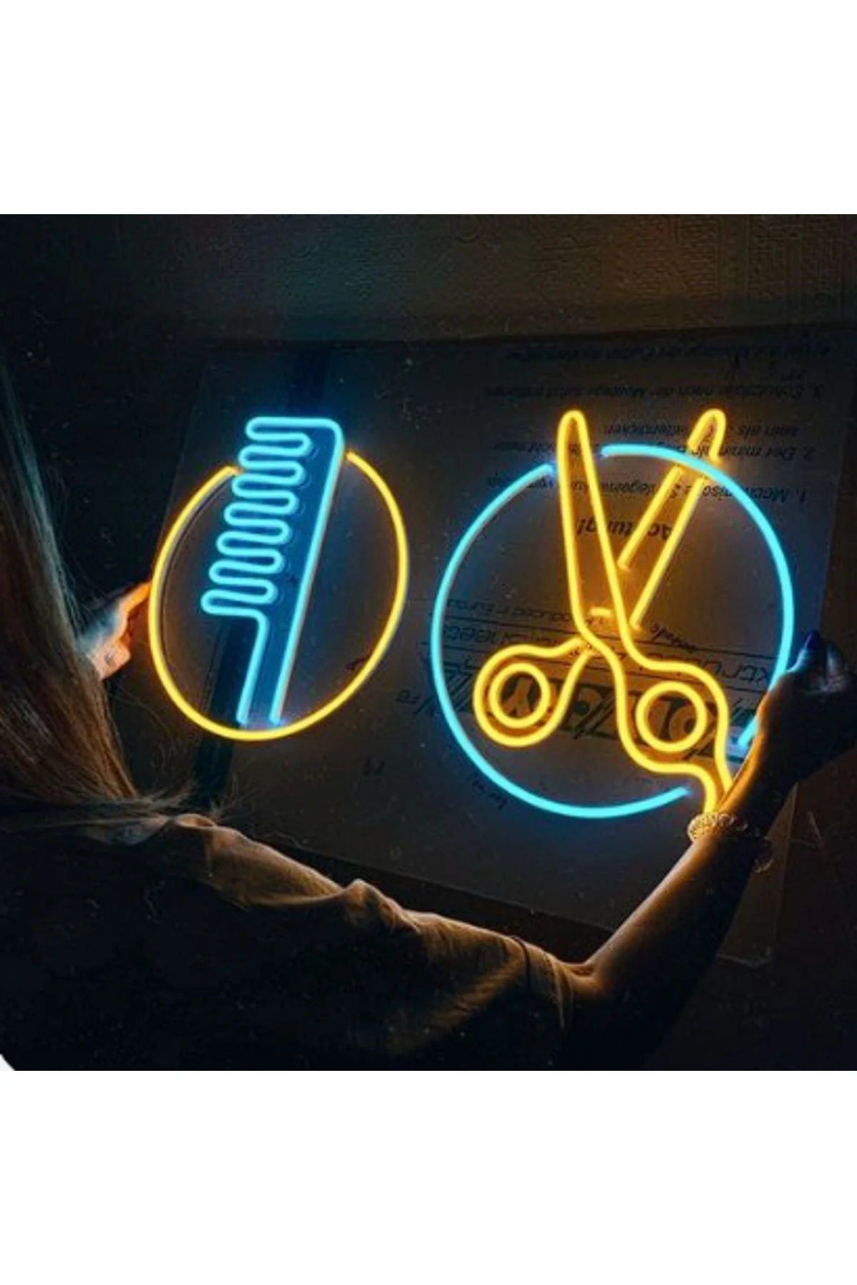 NEON LED IŞIKLI KUAFÖR BERBER MAKAS TARAK