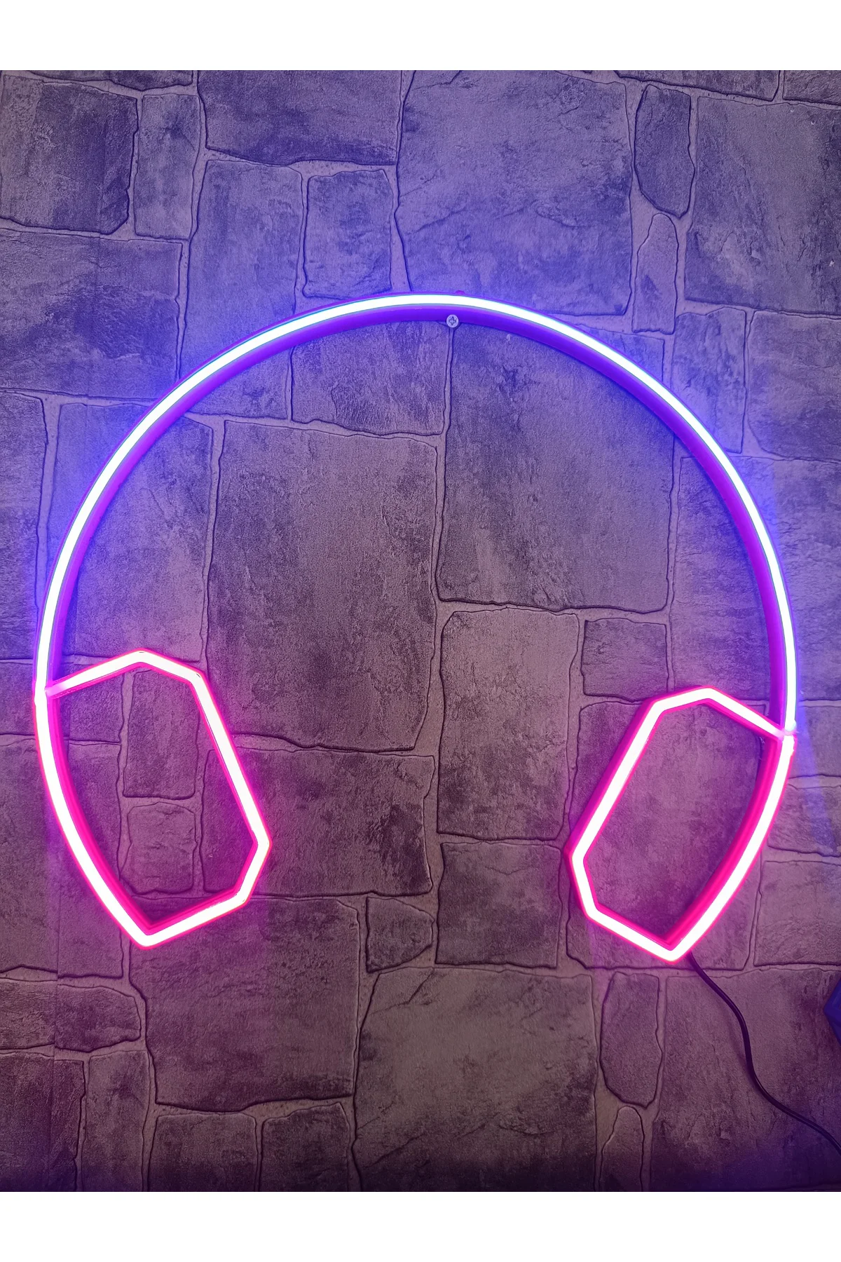 Neon Led Işıklı Kulaklık Duvar Dekorasyon Tablosu