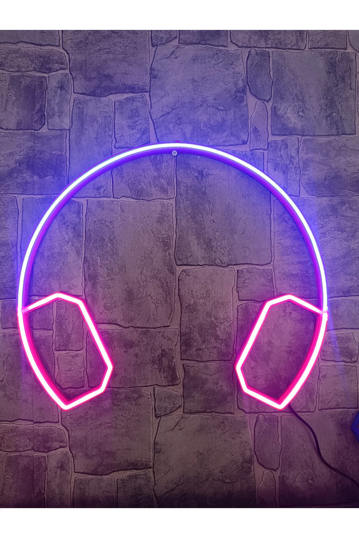 Neon Led Işıklı Kulaklık Duvar Dekorasyon Tablosu