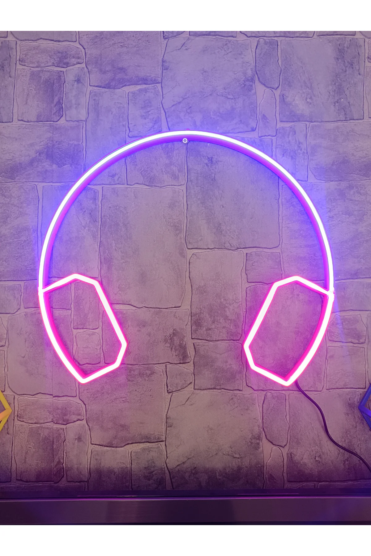 Neon Led Işıklı Kulaklık Duvar Dekorasyon Tablosu