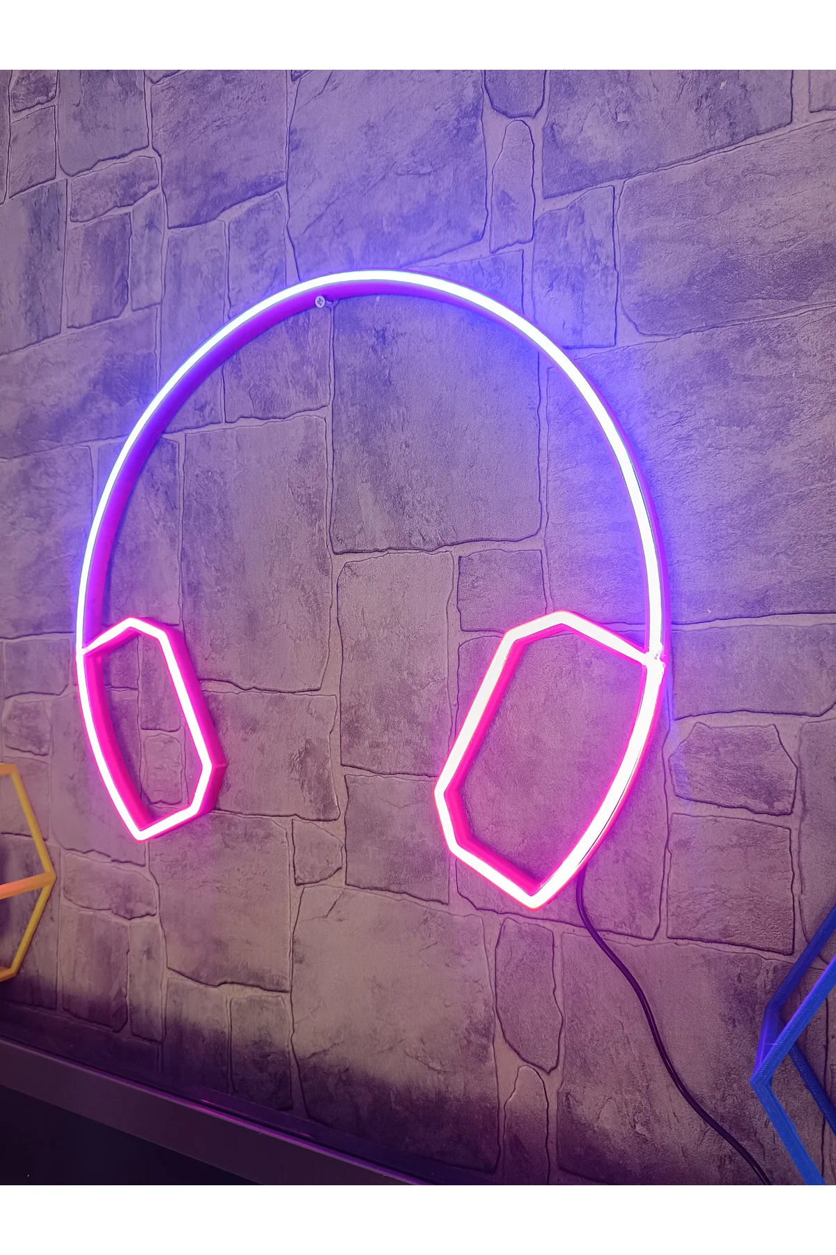 Neon Led Işıklı Kulaklık Duvar Dekorasyon Tablosu