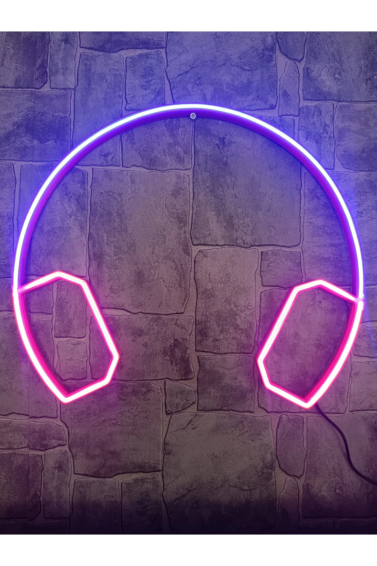 Neon Led Işıklı Kulaklık Duvar Dekorasyon Tablosu