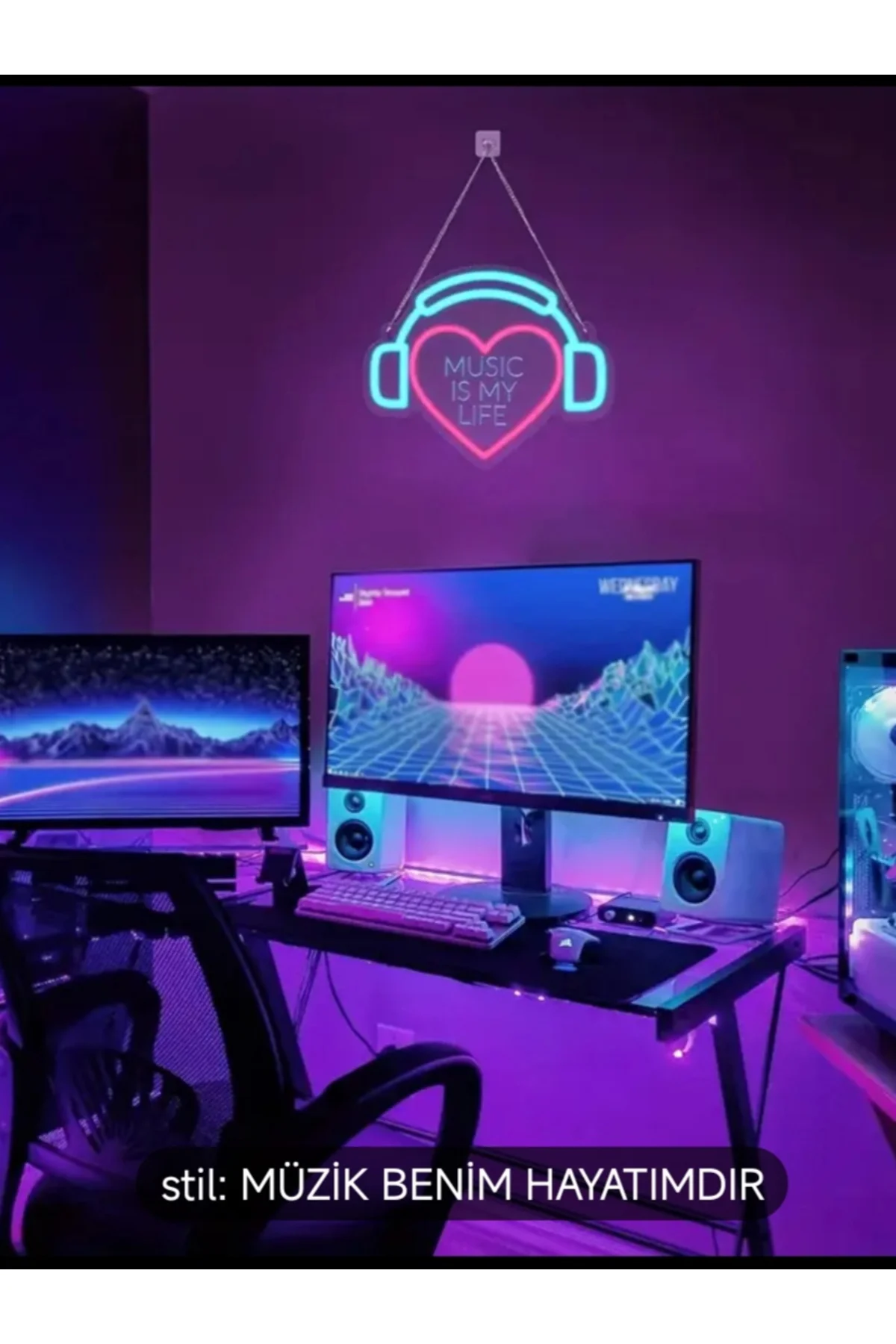 NEON LED IŞIKLI KULAKLIK KALP MÜZİK YOUTUBER