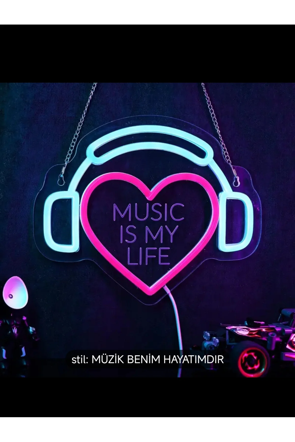 NEON LED IŞIKLI KULAKLIK KALP MÜZİK YOUTUBER