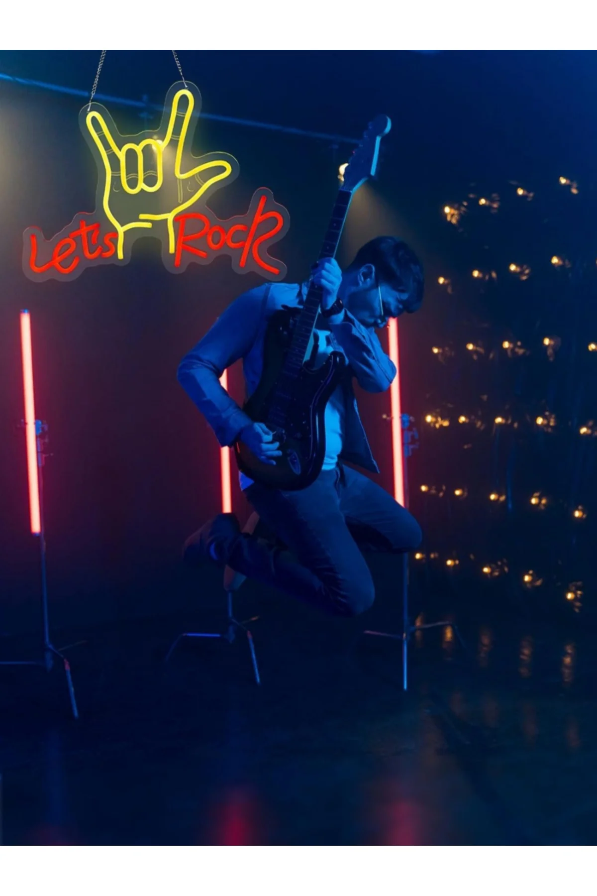 NEON LED IŞIKLI LET'S ROCK. MUSİC