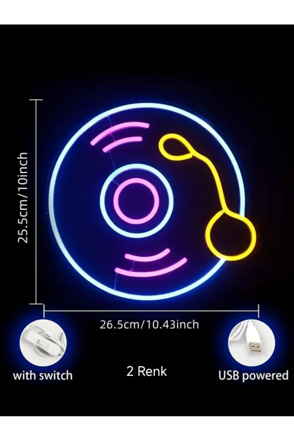 NEON LED IŞIKLI PLAK MÜZİK