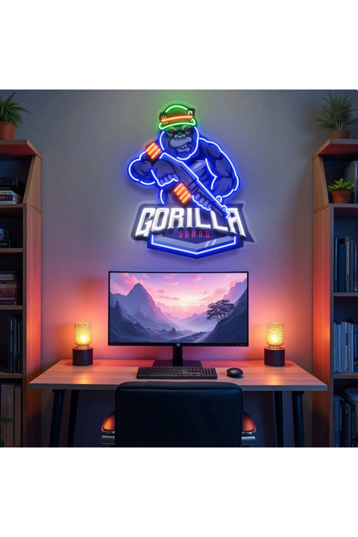 NEON LED IŞIKLI POP ART GORİLLA TABLO
