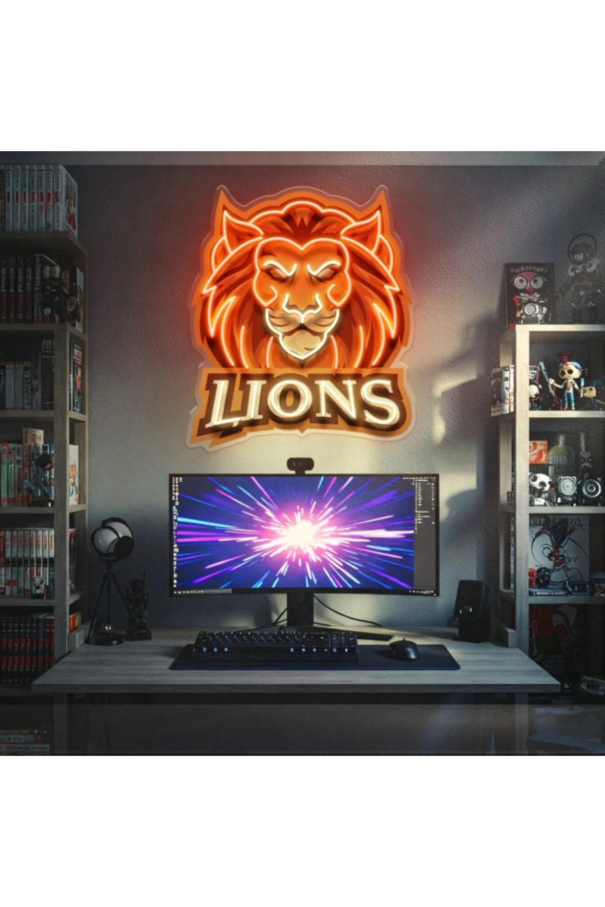 NEON LED IŞIKLI POP ART LİONS ASLAN TABLO