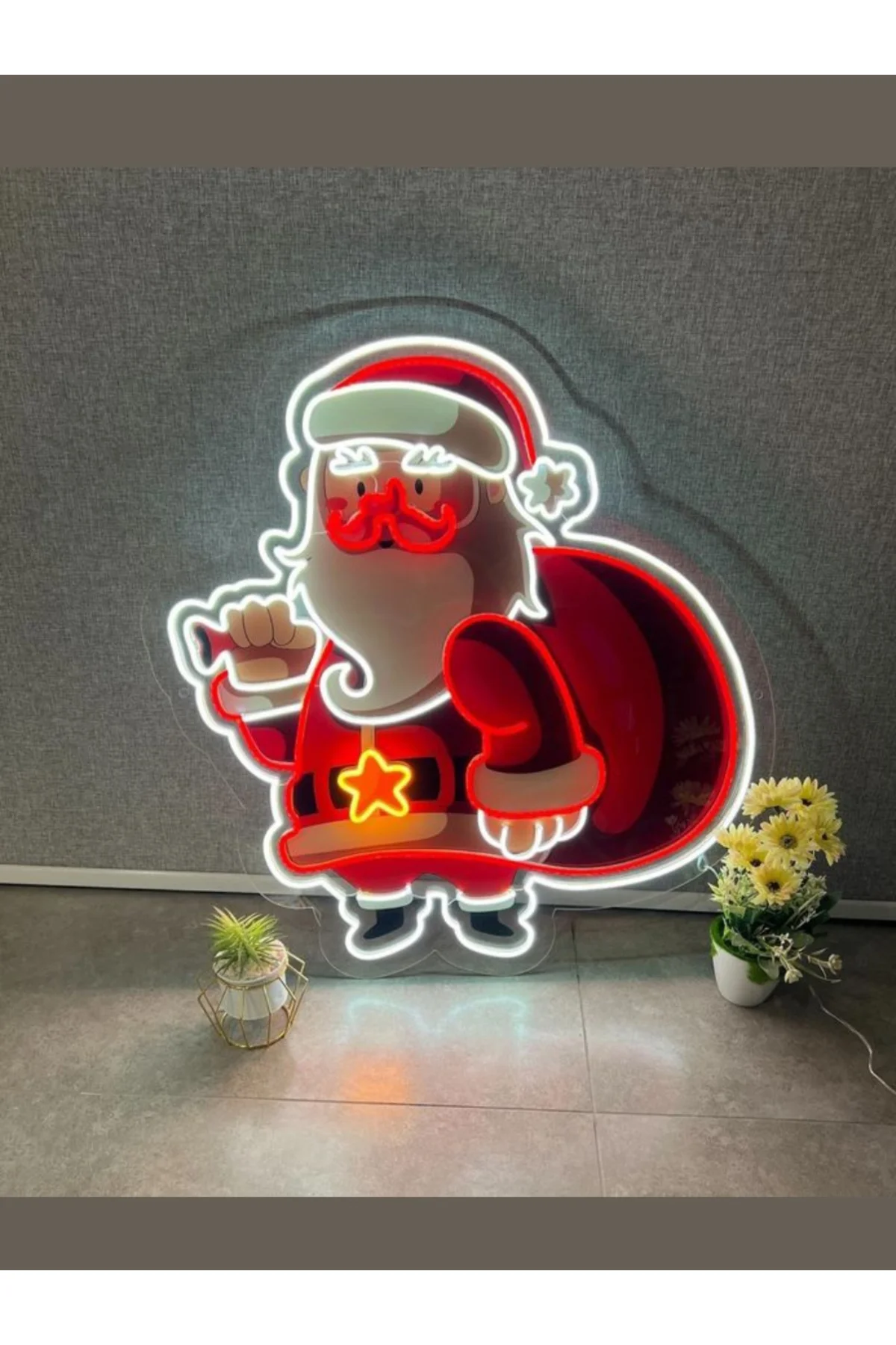NEON LED IŞIKLI POP ART SANATSAL NOEL BABA YILBAŞI