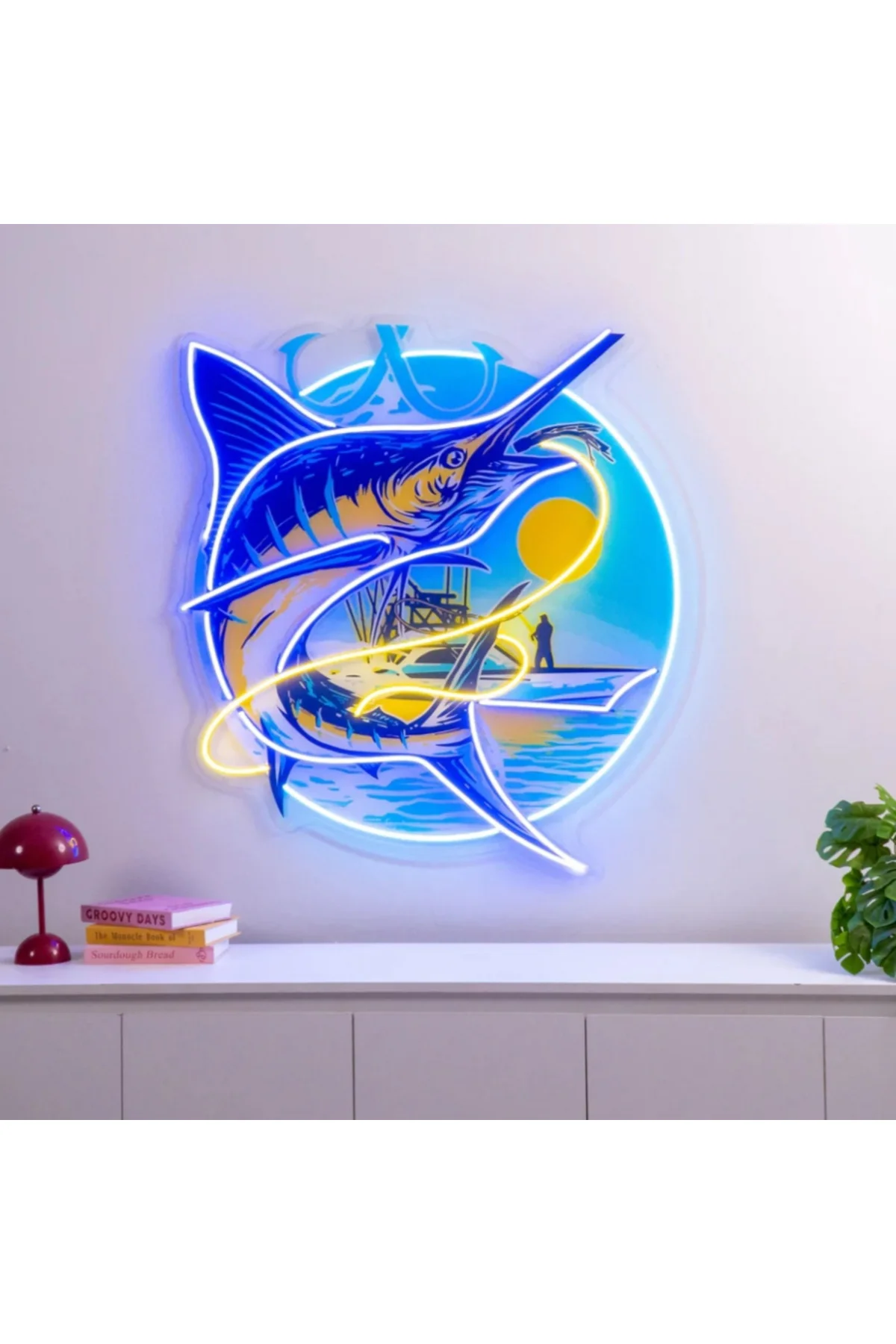 NEON LED IŞIKLI POP ART KILIÇ BALIĞI