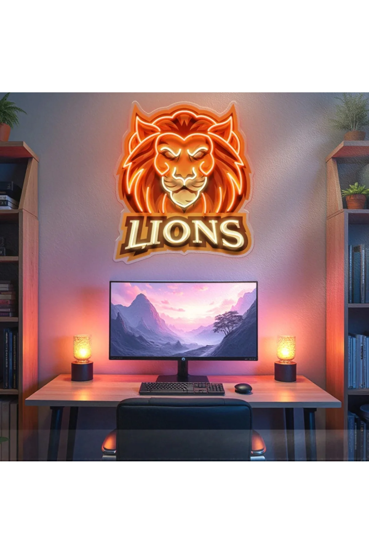 NEON LED IŞIKLI POP ART LİONS ASLAN TABLO