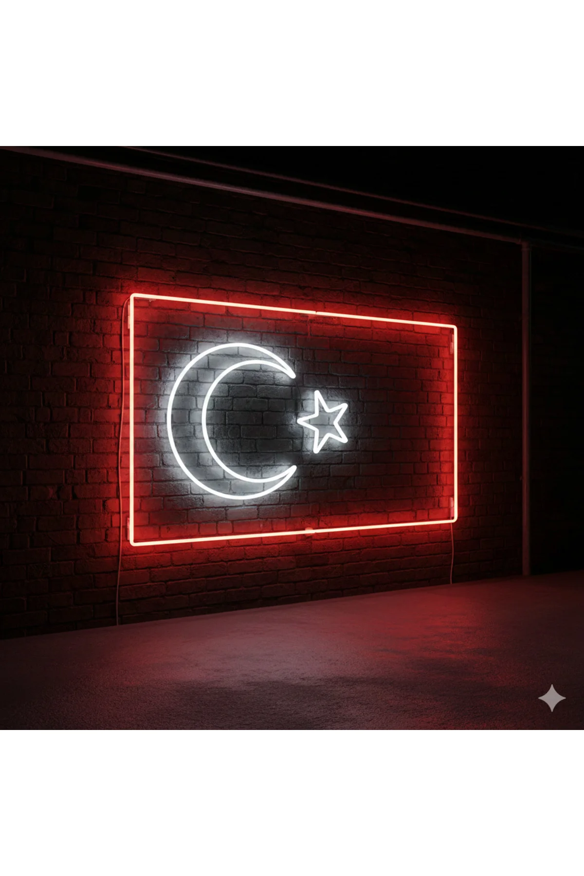 NEON LED IŞIKLI TÜRK BAYRAĞI KIRMIZI BEYAZ