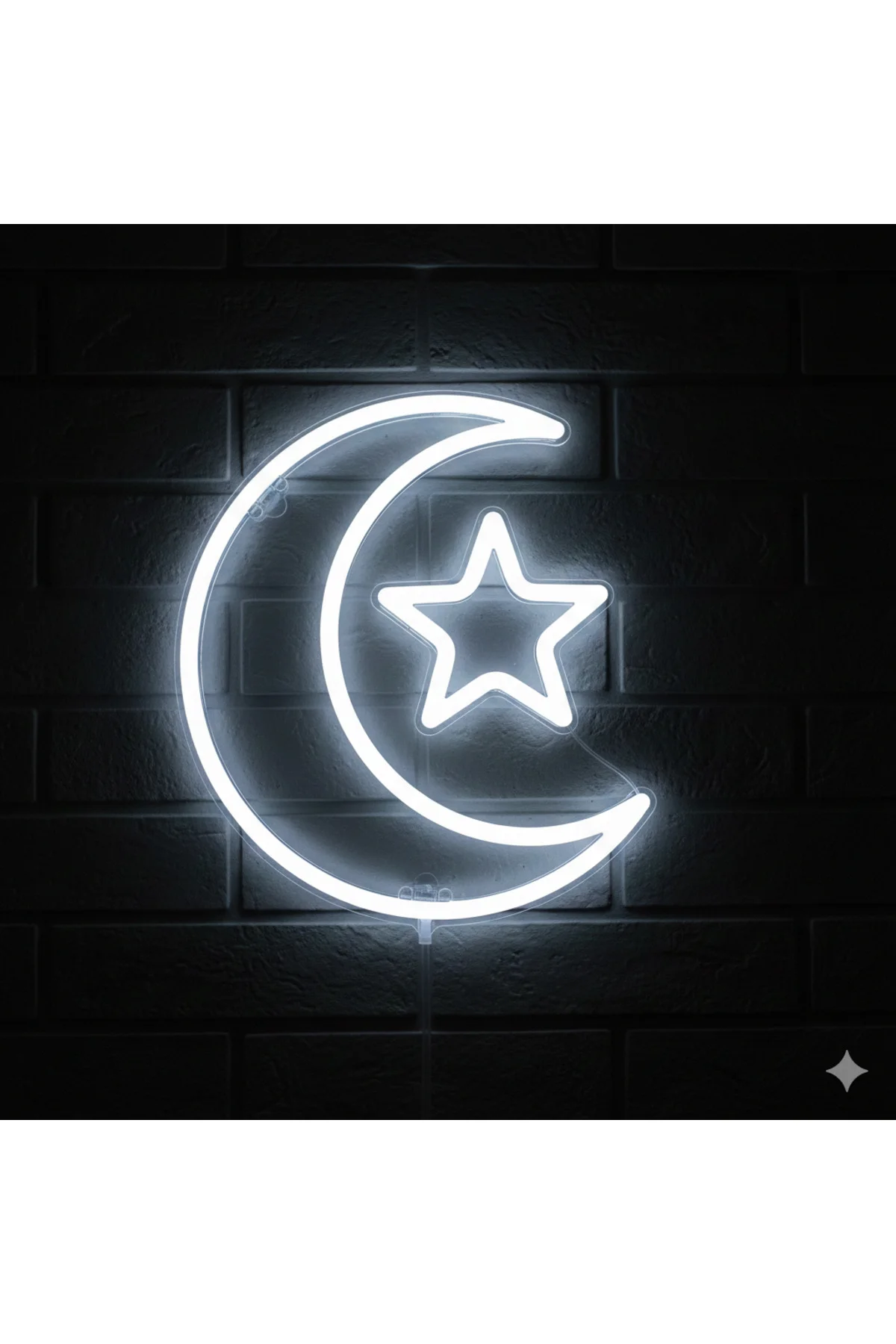 NEON LED IŞIKLI TÜRK BAYRAĞI BEYAZ