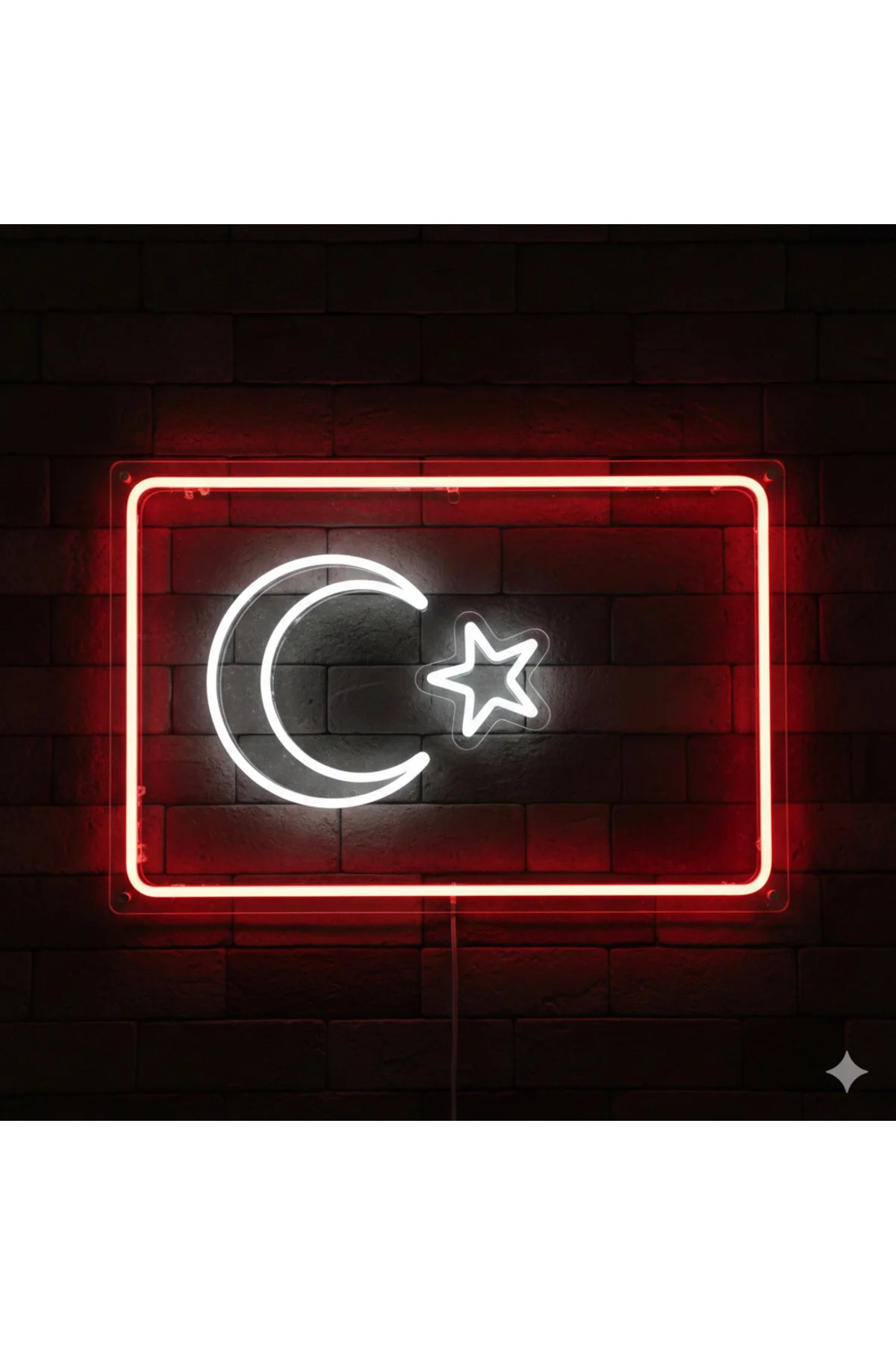 NEON LED IŞIKLI TÜRK BAYRAĞI KIRMIZI BEYAZ
