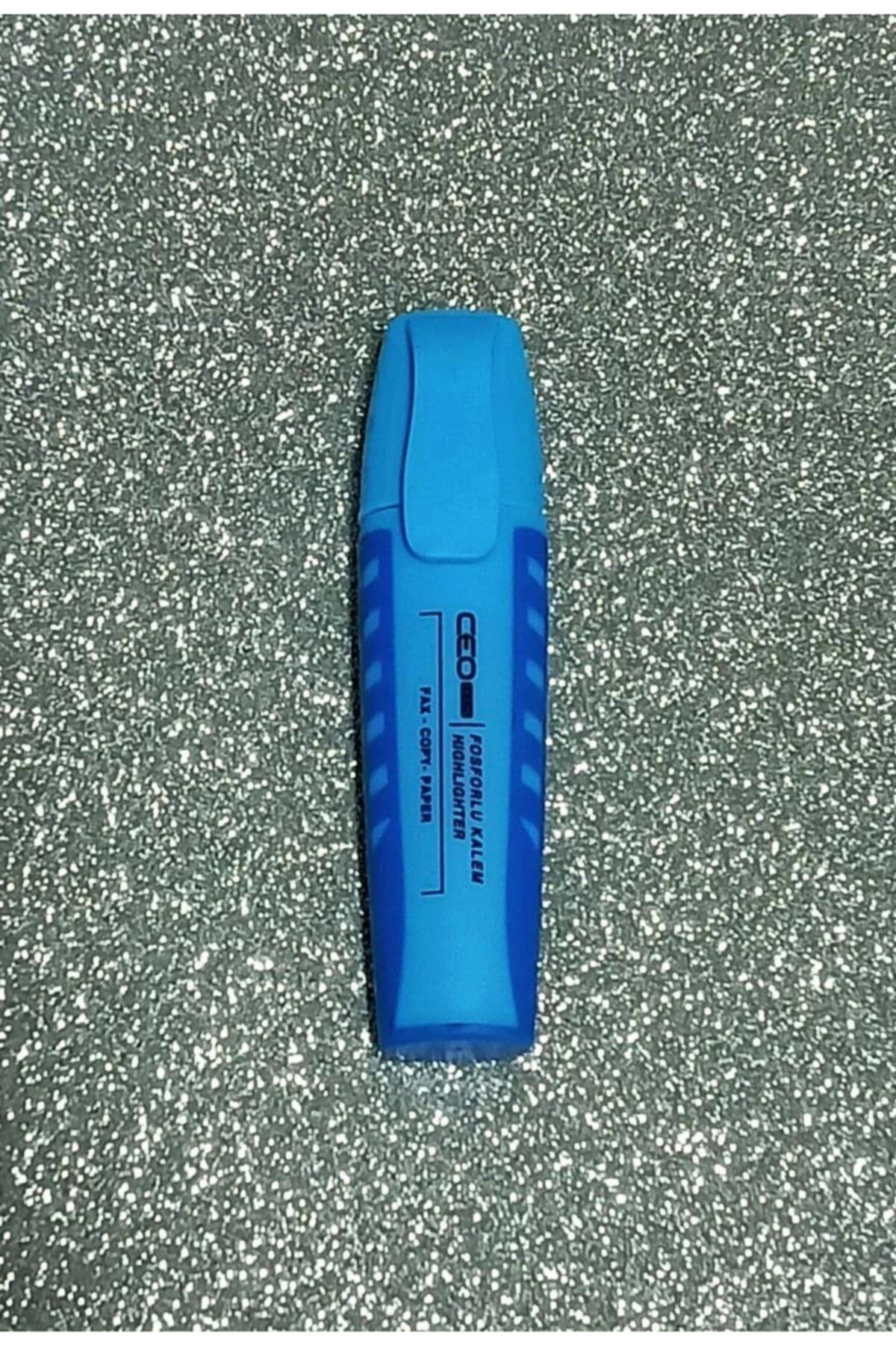 Neon Mavi Kulplu Fosforlu Kalem