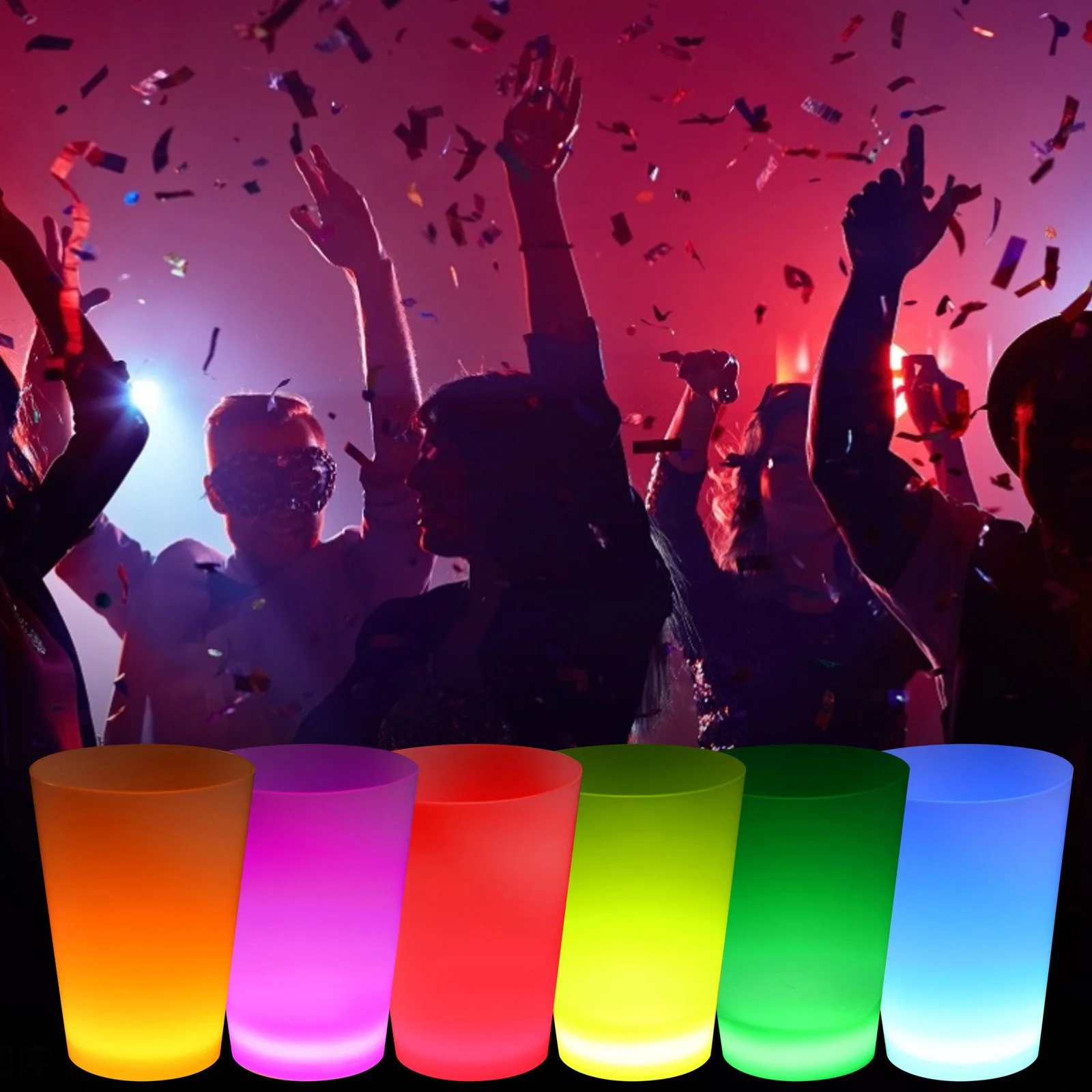 Neon Parti Glow Bardak 1.5 oz – Karışık Renk, Işıklı Parti Bardağı