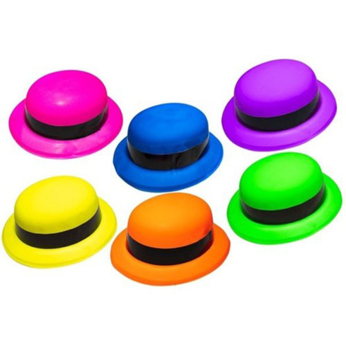 Neon Partisi Pembe Renk Melon Plastik Parti Şapkası Neon Partisi Pembe Renk Melon Plastik Parti Şapkası