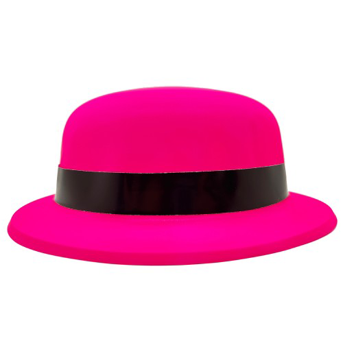 Neon Partisi Pembe Renk Melon Plastik Parti Şapkası Neon Partisi Pembe Renk Melon Plastik Parti Şapkası