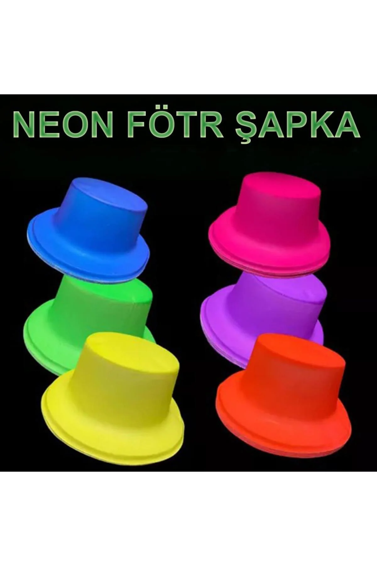 Neon Partisi Pembe Renk Plastik Fötr Şapka