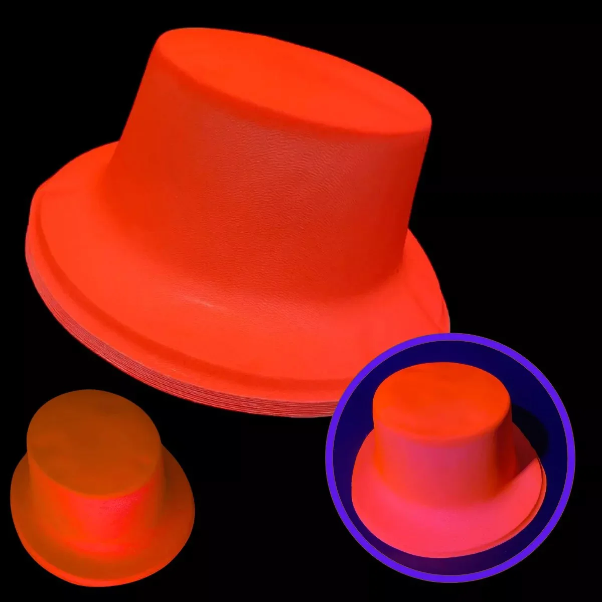 Neon Partisi Turuncu Renk Plastik Fötr Şapka - Göz Alıcı Neon Parti Aksesuarı