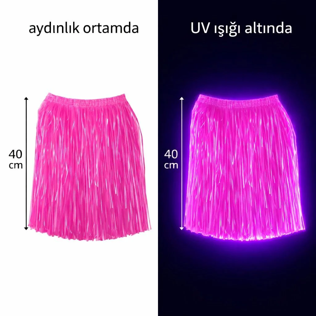 Neon Pembe Hawaii Parti Eteği 40 Cm - UV Işığında Parlayan Festival Eteği Fiyatı, Yorumları ve Özellikleri