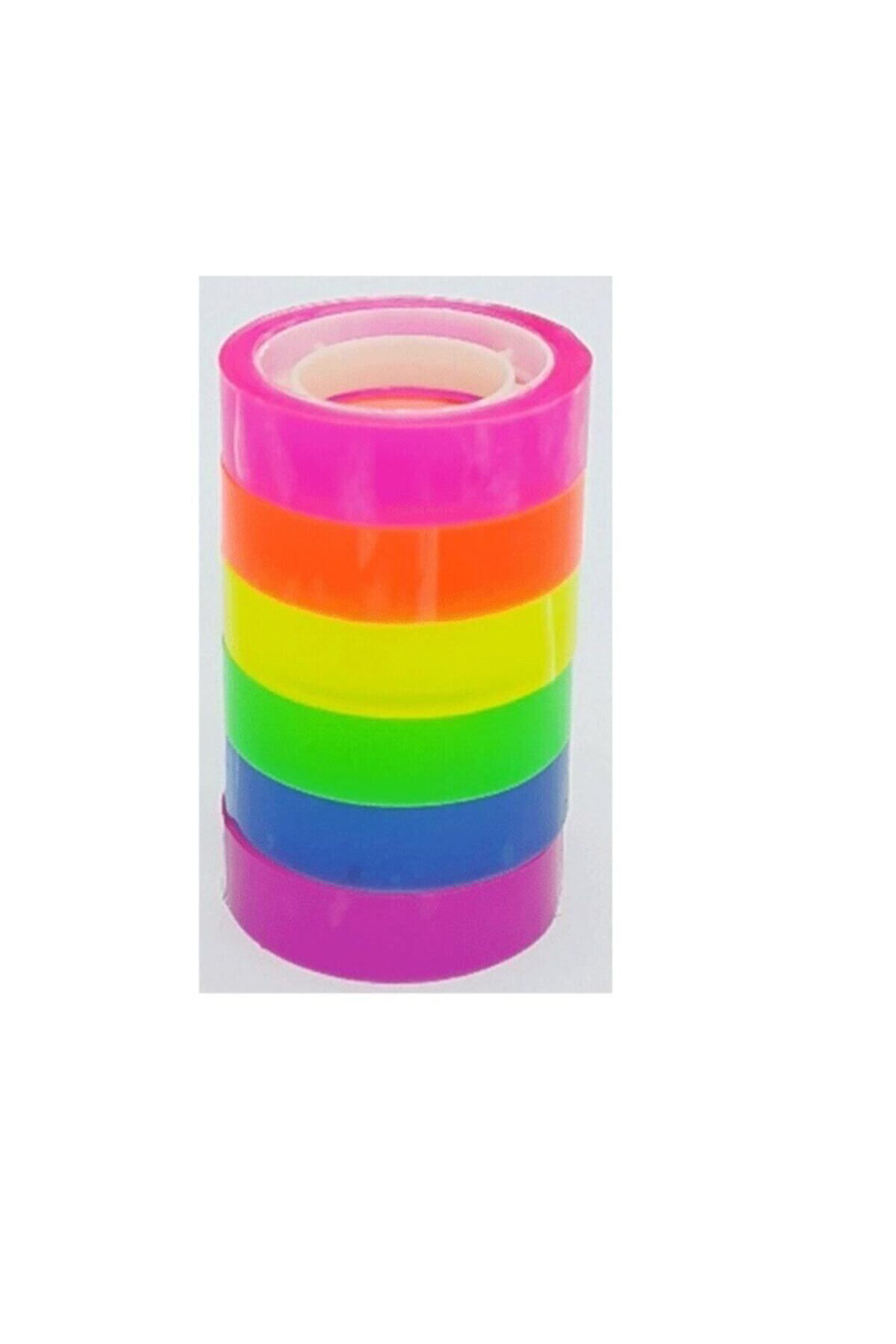 Tgb Neon Renkli Şeffaf Bant Gökkuşağı 6 Lı 12Mm*10Y