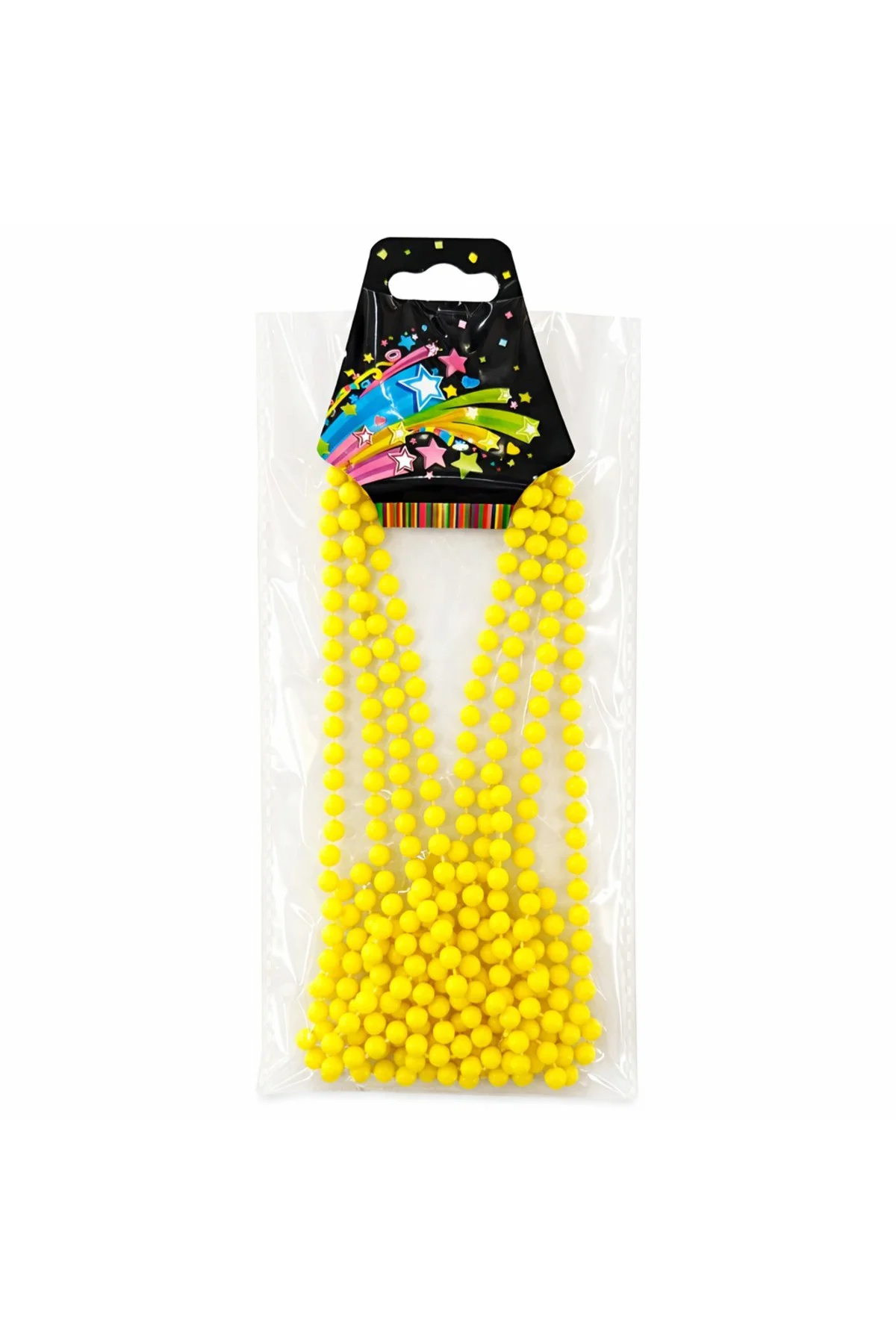 Neon Sarı Boncuk Kolye 80 cm – Retro 80’ler 90’lar Parti Aksesuarı