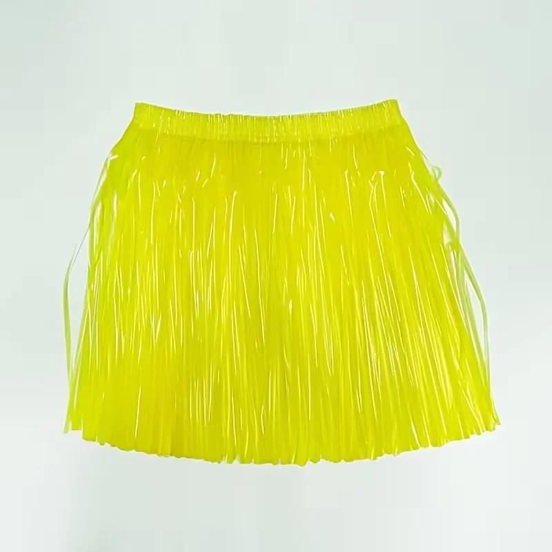Neon Sarı Hawaii Eteği – Parti, Festival ve Sahne İçin 40 cm UV Parlak Saçaklı Etek