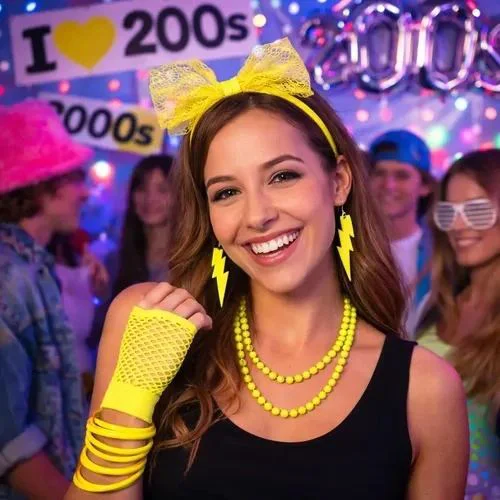 Neon Sarı Parti Seti – Kolye Küpe Taç | 80'ler 90'lar Konsept Aksesuar Fiyatı, Yorumları ve Özellikleri