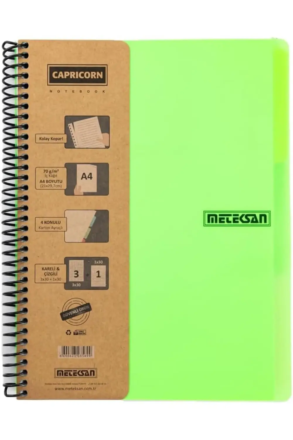 Neon Serisi, A4, 6 Konulu (3, 3 Çizgili) 180 Yaprak PP Kapaklı Sp
