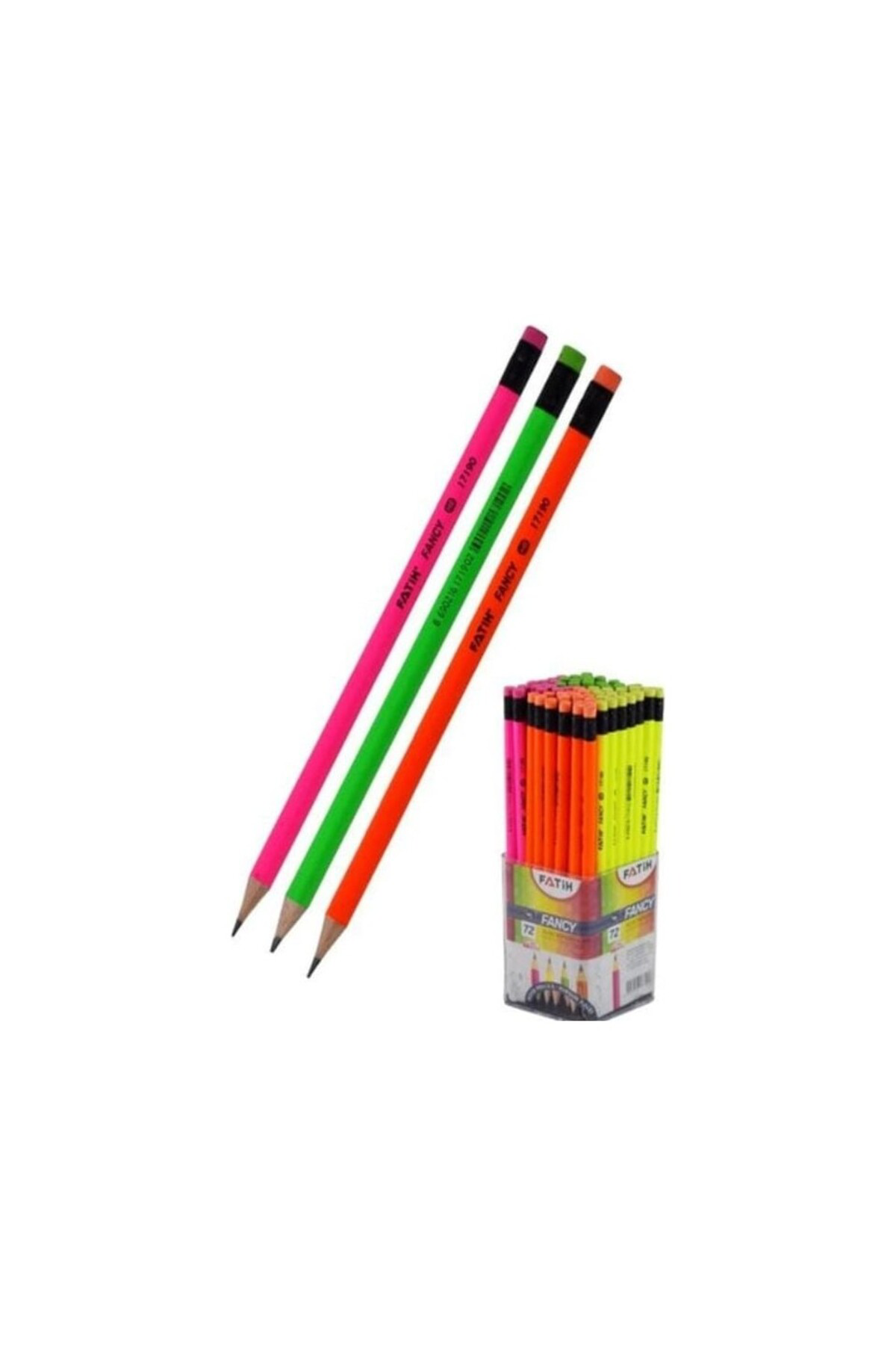 Fatih Neon Silgili Kurşun Kalem 4 Adet (Sarı,Yeşil,Pembe,Turuncu)