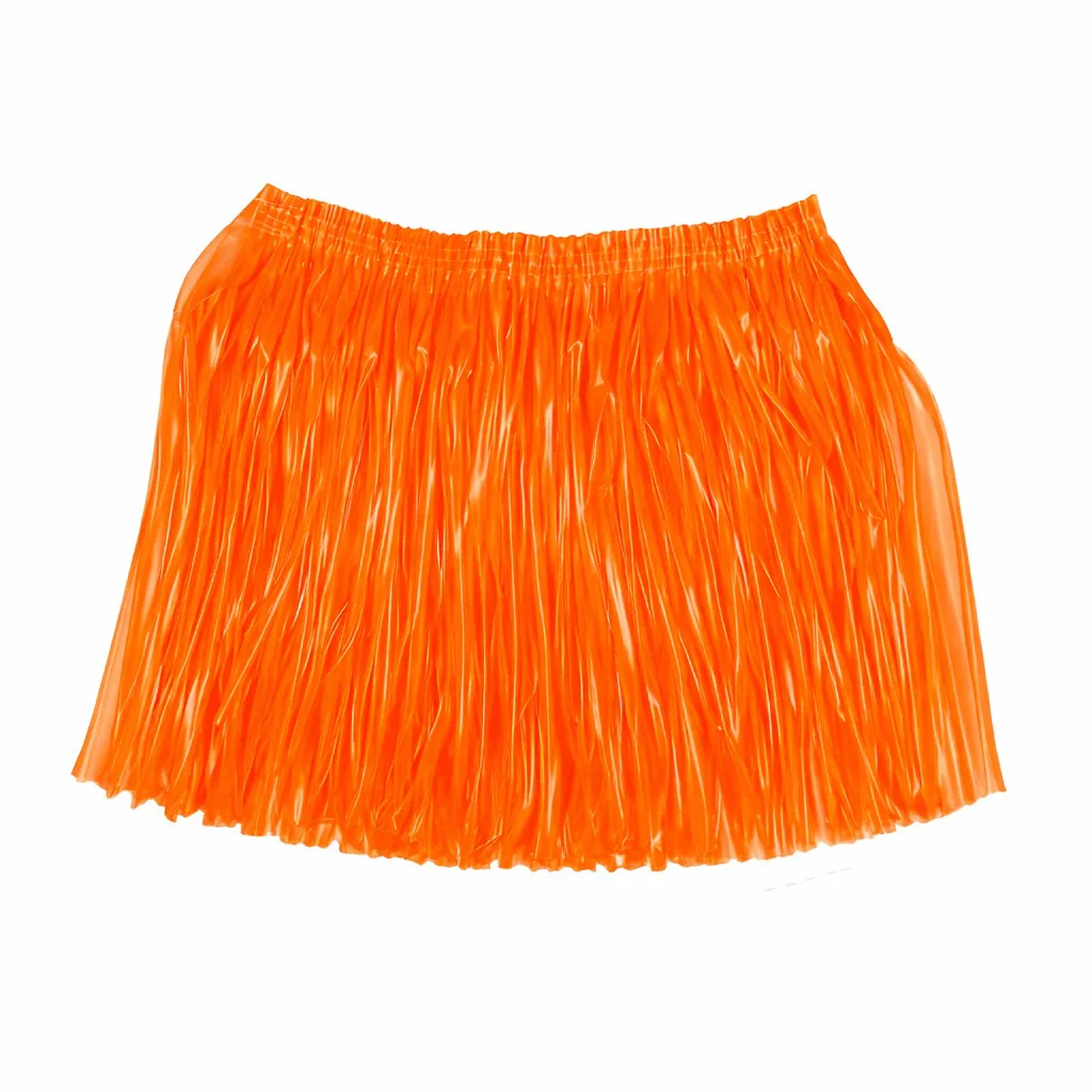 Neon Turuncu Hawaii Eteği 40 cm - UV Işıkta Parlayan Parti ve Festival Dans Eteği