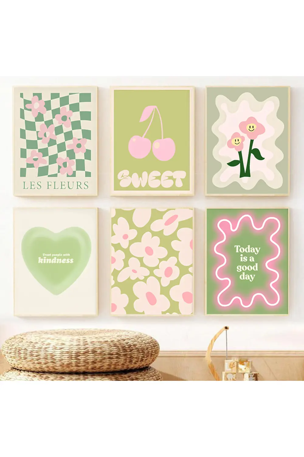 Neon ve Pastel Sanat Koleksiyonu 6’lı Çerçeve Görünümlü MDF Tablo