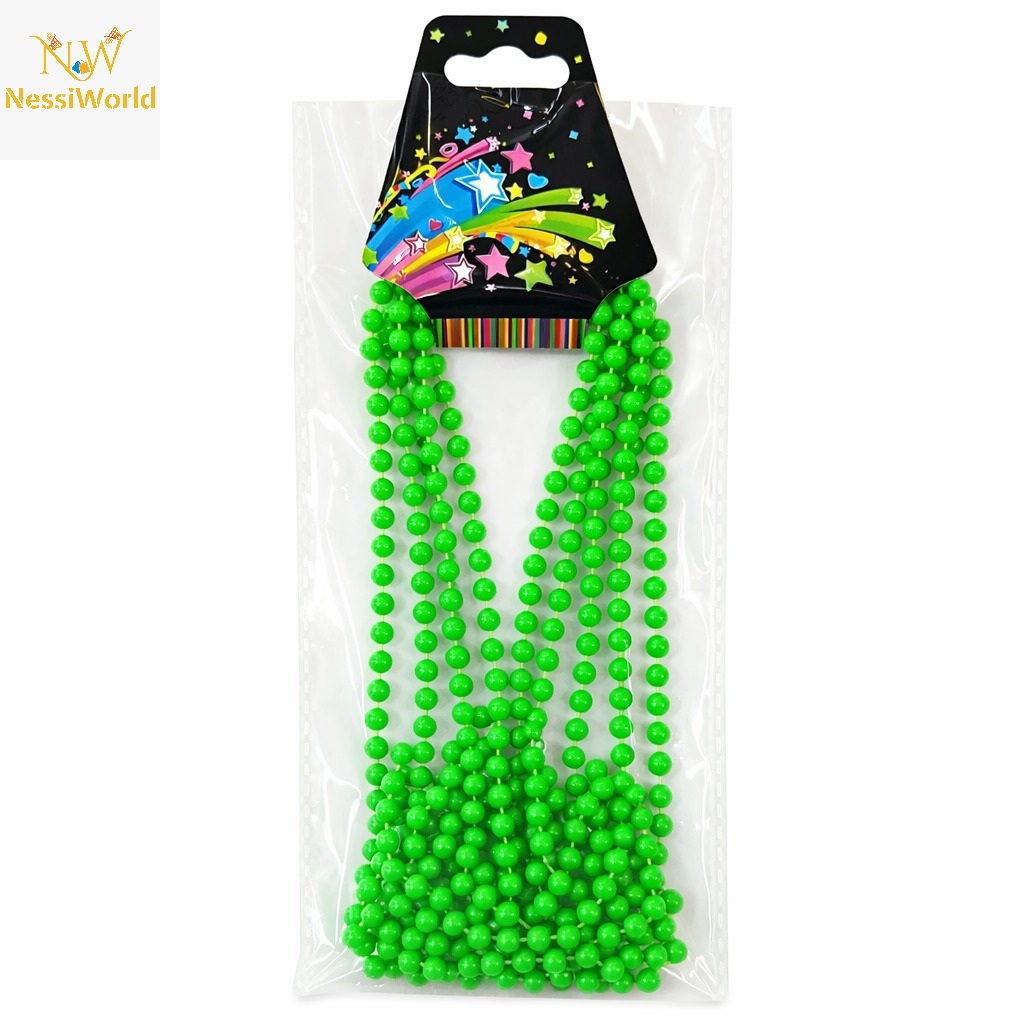 Neon Yeşil Boncuk Kolye 80 cm – Retro 80’ler 90’lar Parti Aksesua