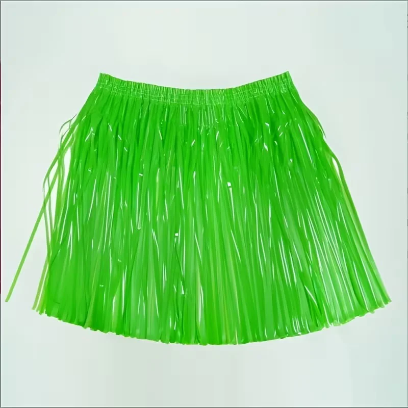 Neon Yeşil Hawaii Parti Eteği - UV Işıltılı 40 cm Saçaklı Festival Eteği