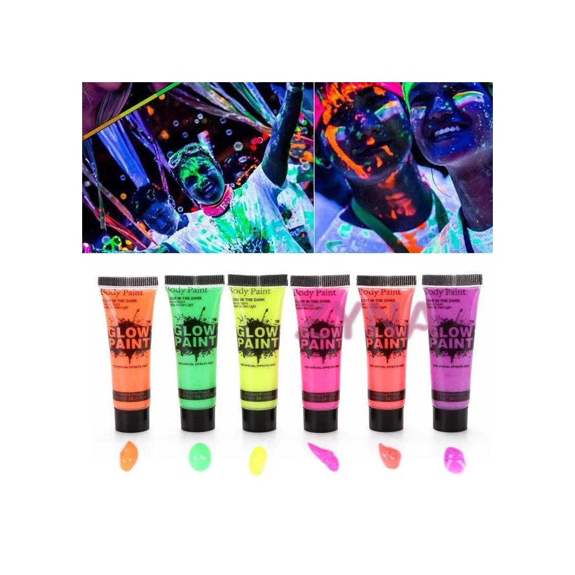Neonlu Glow Parti Yüz Boyası 6 Renk 6 Adet Diğer