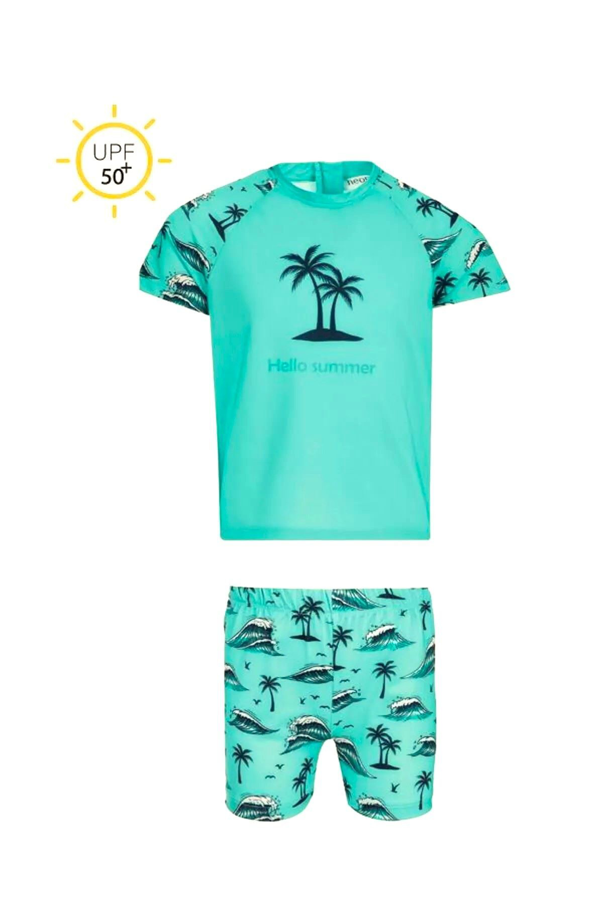 Adasea Neopy Çocuk Kısa Kol Şortlu Havuz Mayo Yeşil