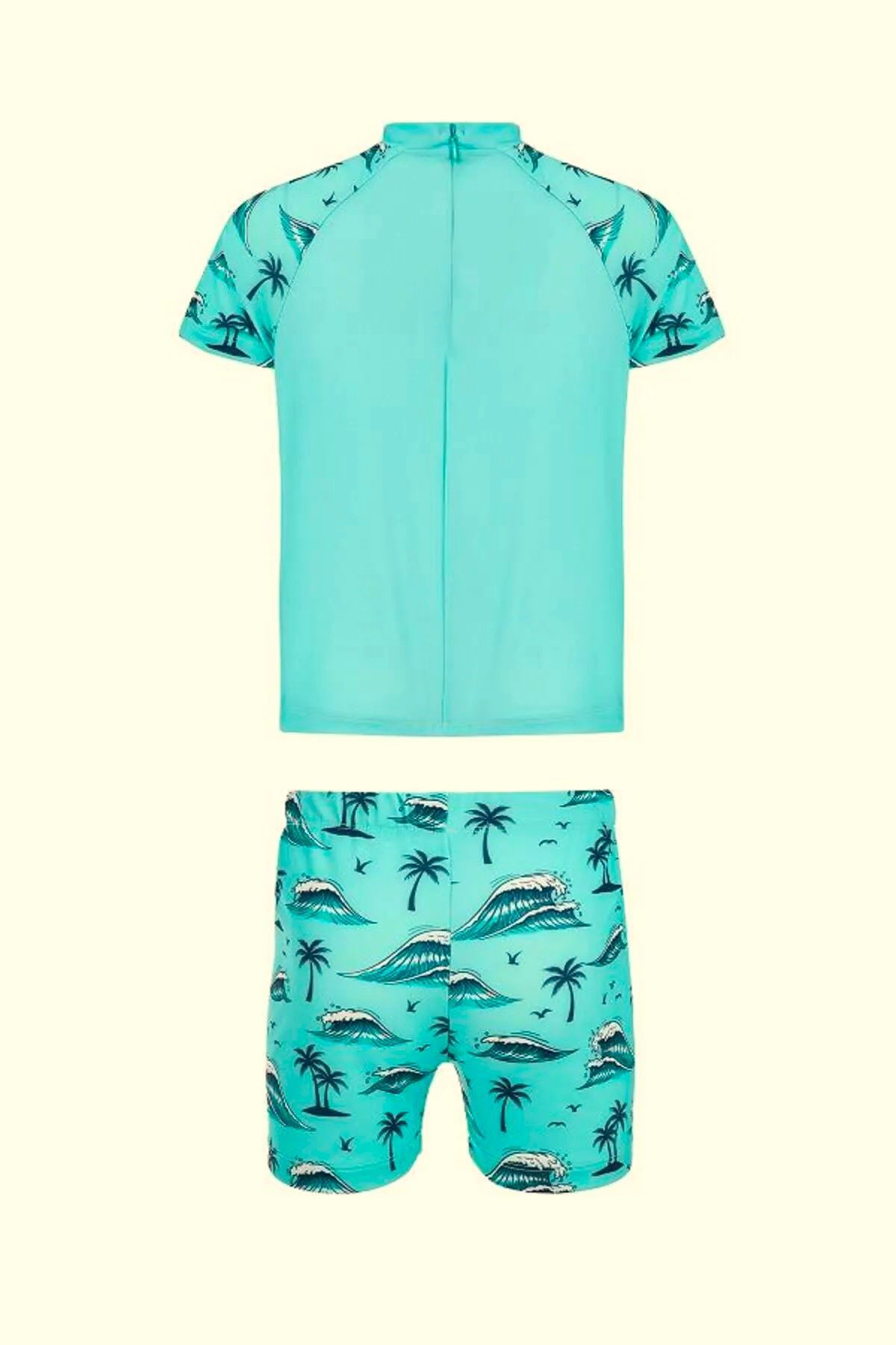 Adasea Neopy Çocuk Kısa Kol Şortlu Havuz Mayo Yeşil