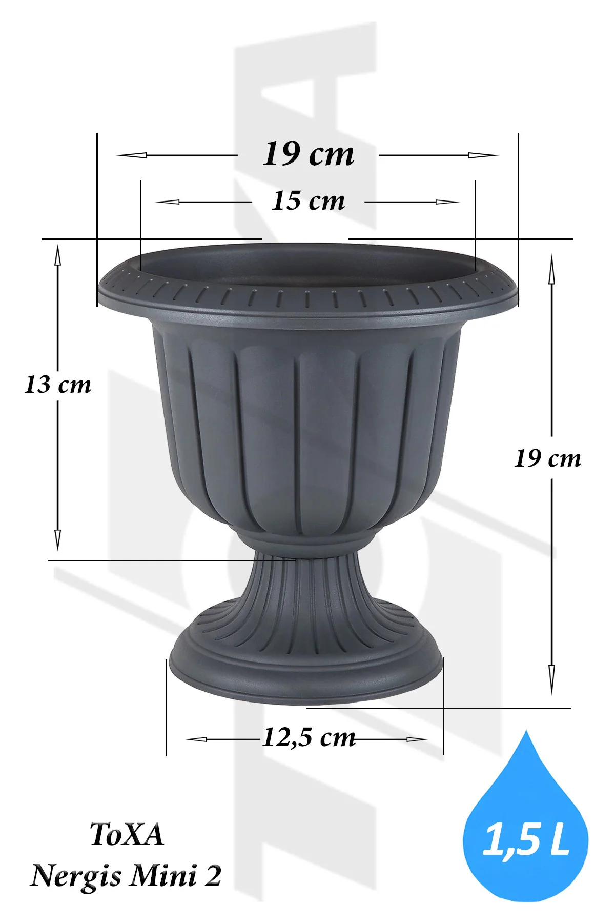 Nergis Saksı 19cm Ayaklı Plastik Deliksiz Çiçek Saksısı - Görsel 2