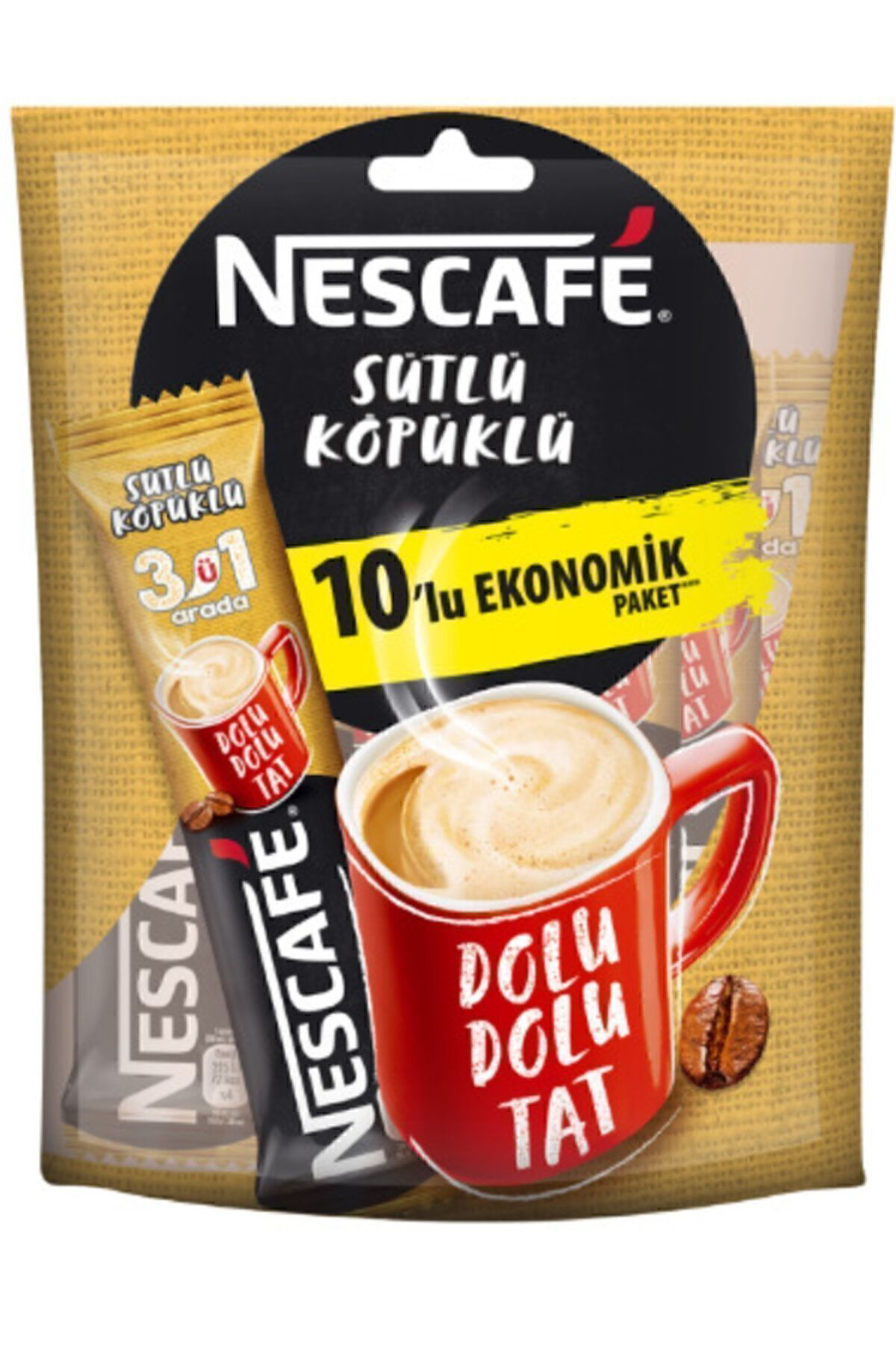 Nescafe 3'ü 1 Arada Sütlü Köpüklü 10 Lu X 10 Adet