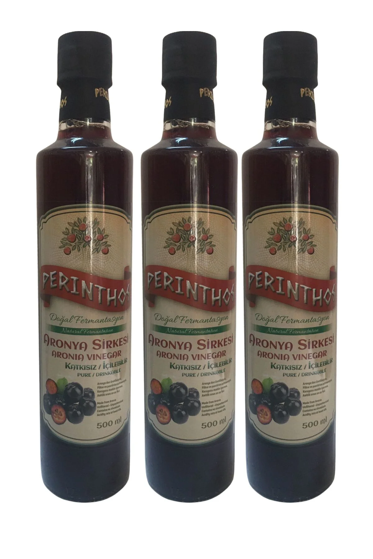 Neşe Natural Doğal Aronya Sirkesi 500 ml 3 Adet Cam Şise