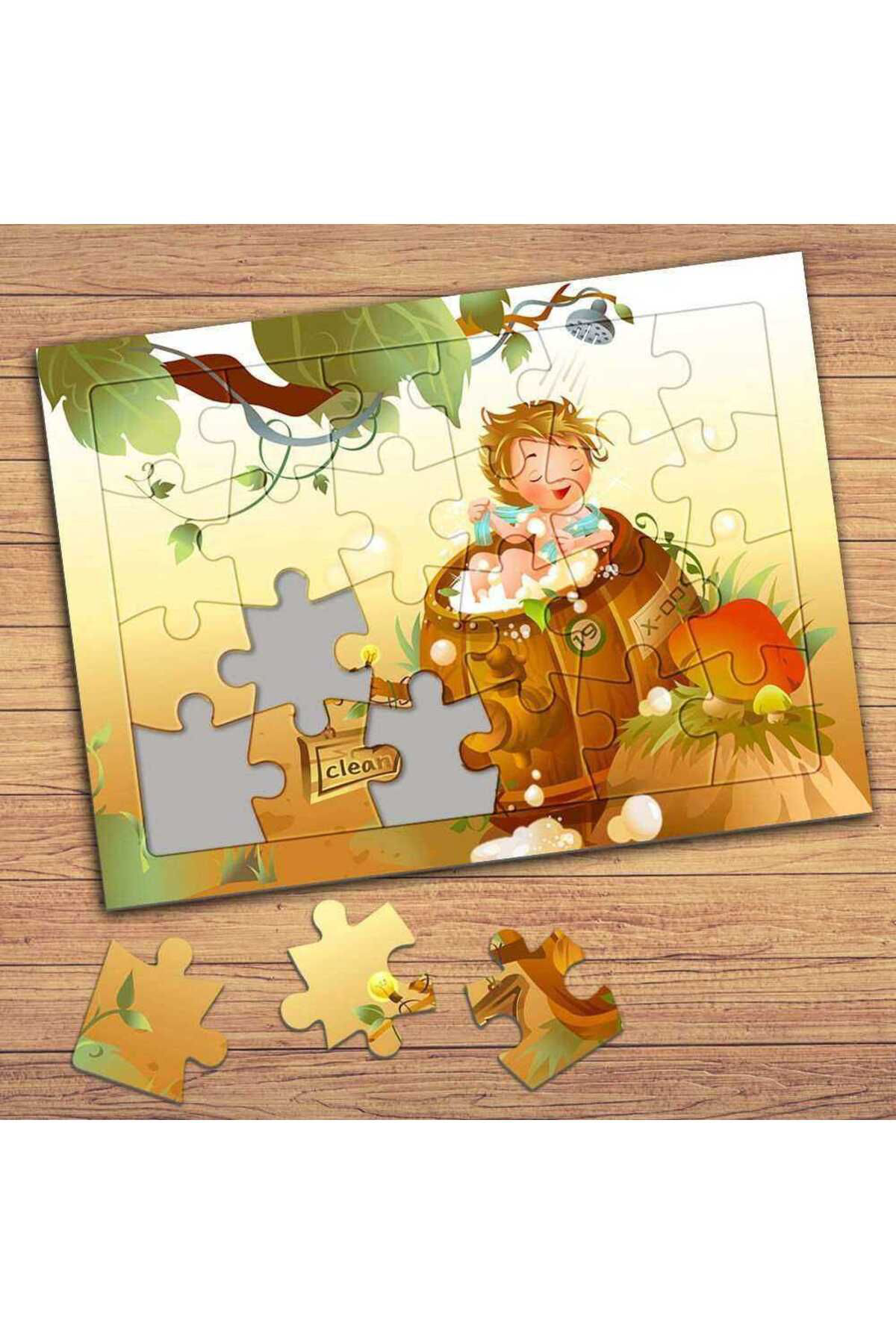 Cnpromosyon Neşeli Banyo Zamanı Çocuklara Özel Puzzle Yapboz Tablo-565787