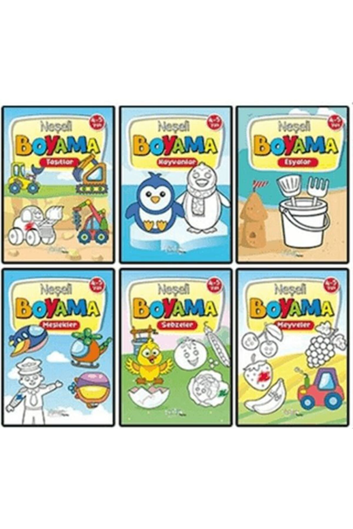 Yuva Yayınları Neşeli Boyama 6 Kitap Set 45 Yaş
