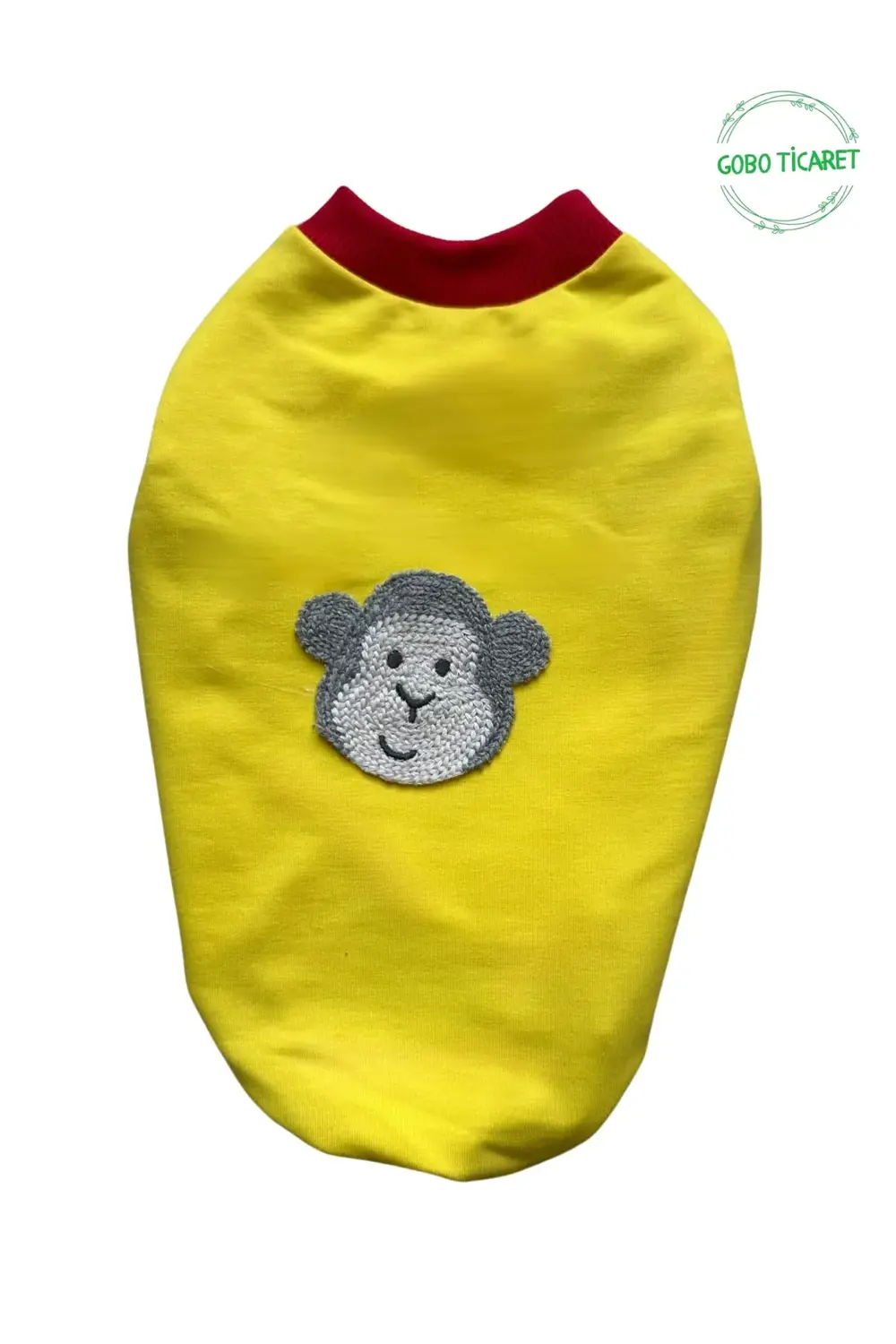 Neşeli Maymun Aksesuarlı Fosforlu Sarı Kedi Köpek Kıyafeti Elbise