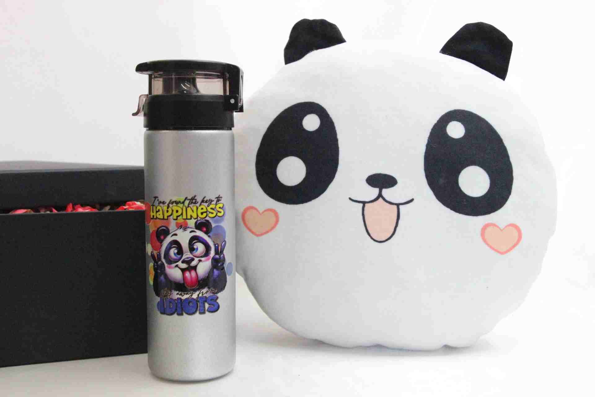 Neşeli Panda Termos ve Yastık Hediye Kutusu